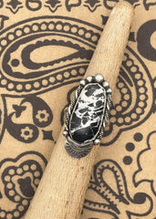 Sterling Silver Oblong White Buffalo Turquoise Ring