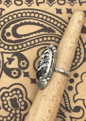 Sterling Silver Oblong White Buffalo Turquoise Ring