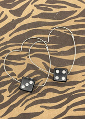Sterling Silver Dice Heart Hoop Earrings