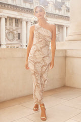 Flutter Draped One-Shoulder Ankle Gown