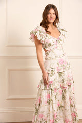 Rose Cotton Backless Ankle Gown