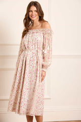 Rose Ditsy Lurex Midaxi Dress