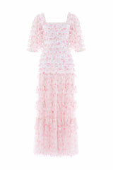 Rose Ditsy Short Sleeve Ankle Gown