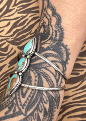 Sterling Silver Triple Stone Turquoise Cuff Bracelet