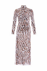 Zebra Turtleneck Ankle Gown