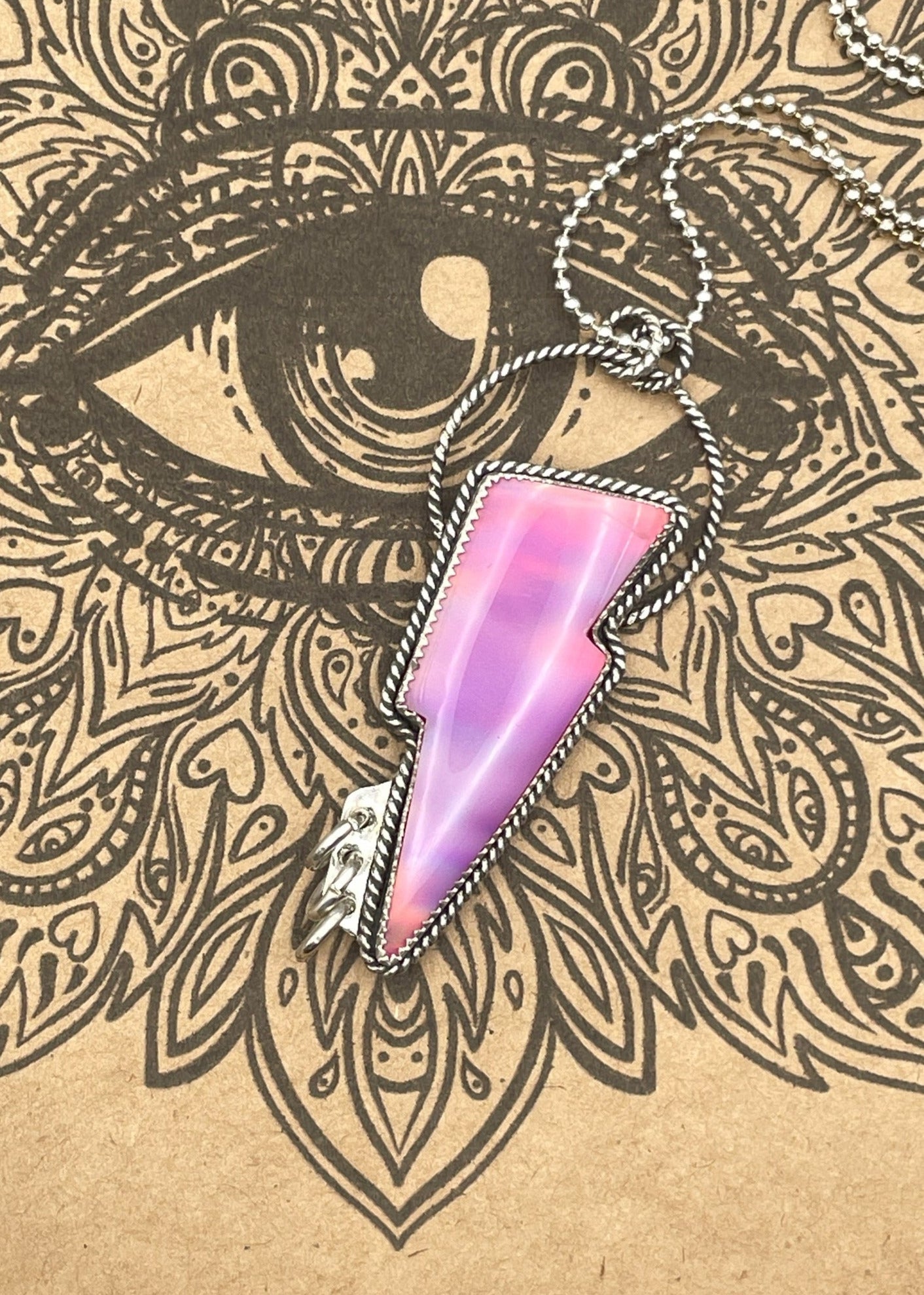 Aurora Opal Lightning Bolt Pendant Necklace