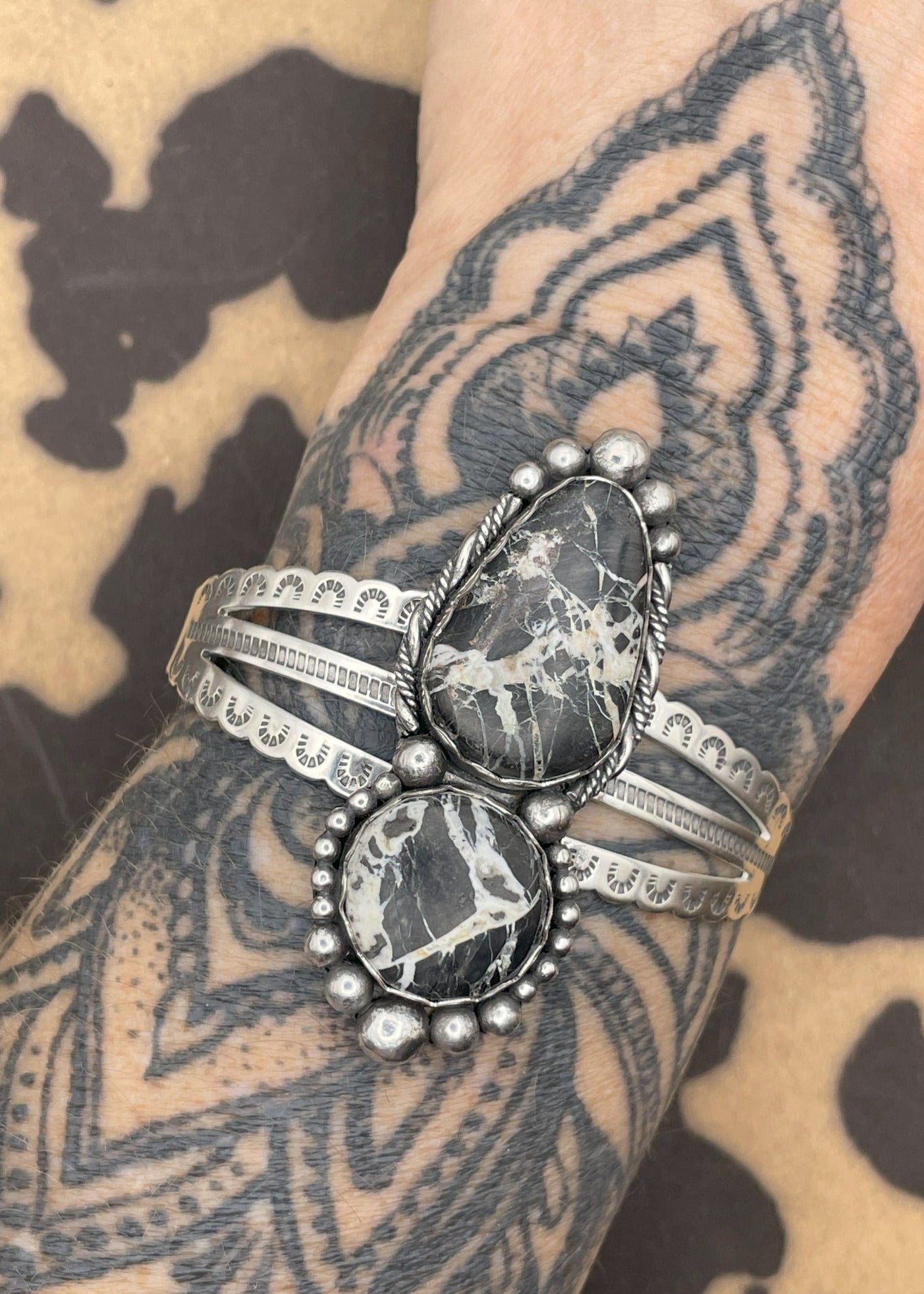 Sterling Silver White Buffalo Turquoise Cuff Bracelet