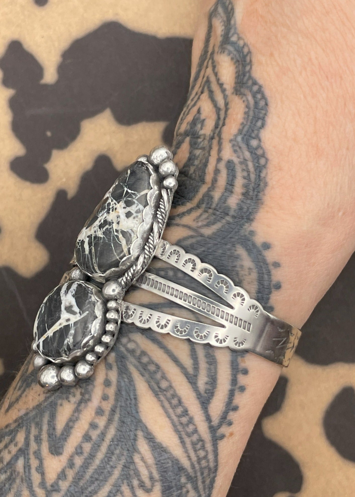 Sterling Silver White Buffalo Turquoise Cuff Bracelet