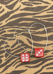 Sterling Silver Dice Heart Hoop Earrings