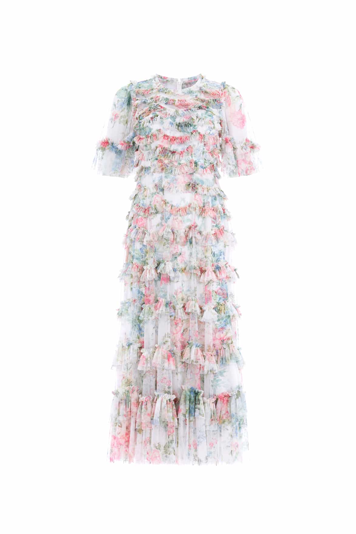 Floral Romance Round Neck Ballerina Dress