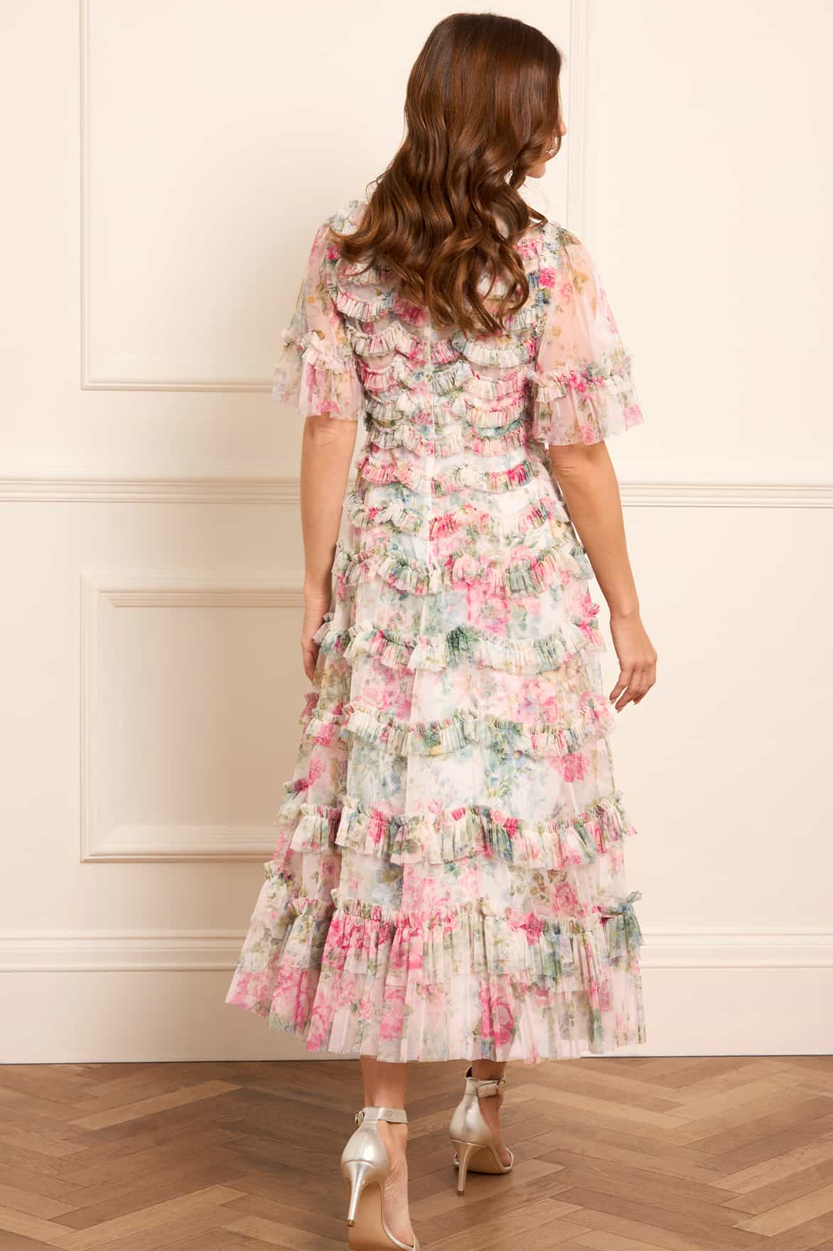 Floral Romance Round Neck Ballerina Dress