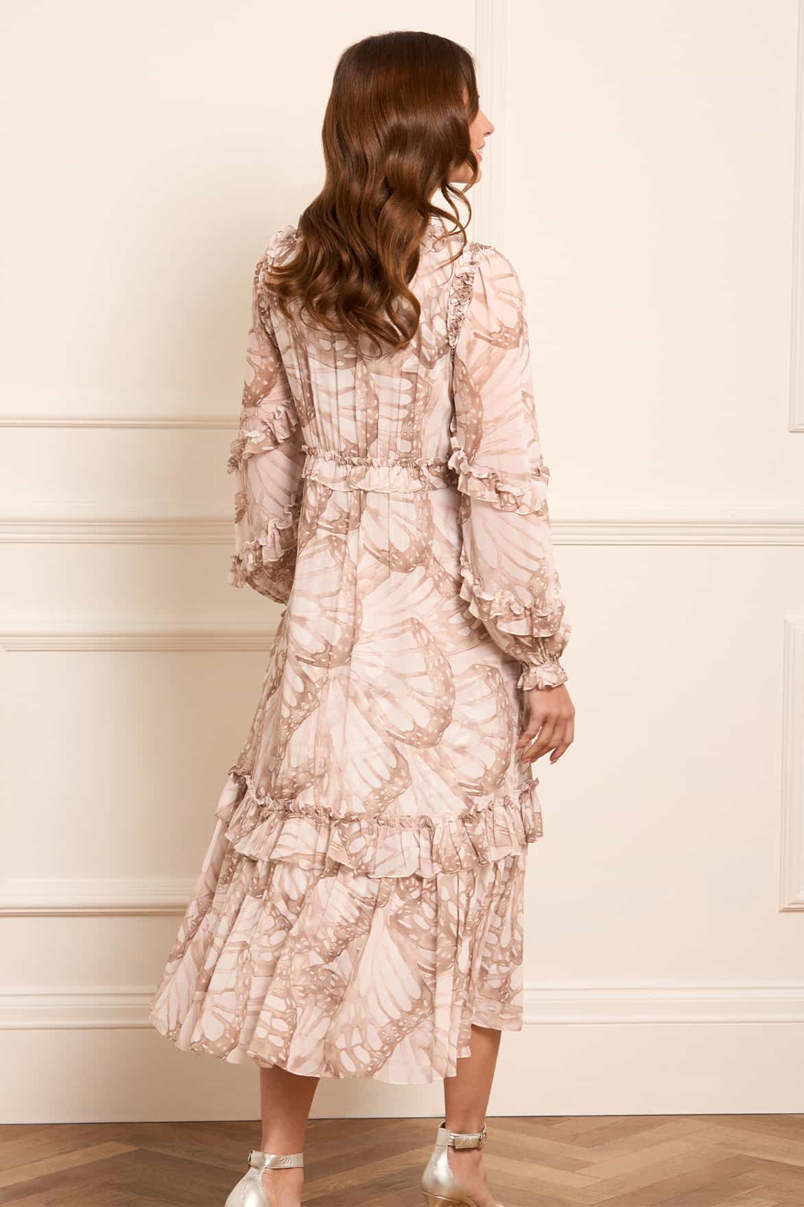 Flutter Chiffon Long Sleeve Ballerina Dress