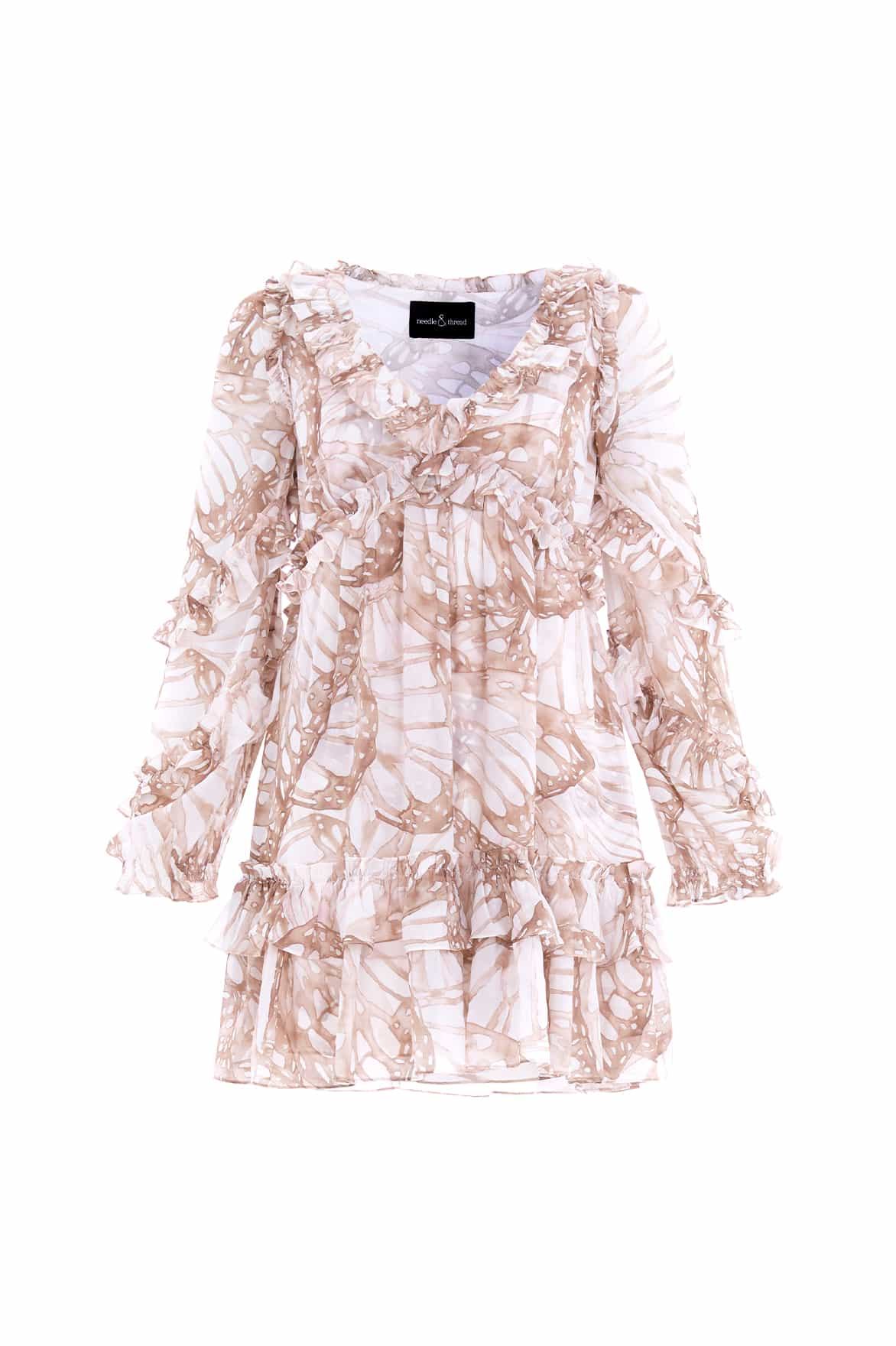 Flutter Chiffon Long Sleeve Micro Mini Dress