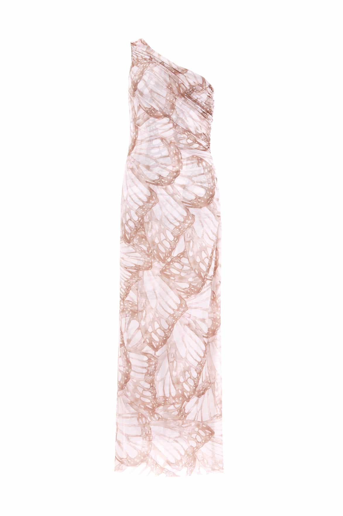 Flutter Draped One-Shoulder Ankle Gown