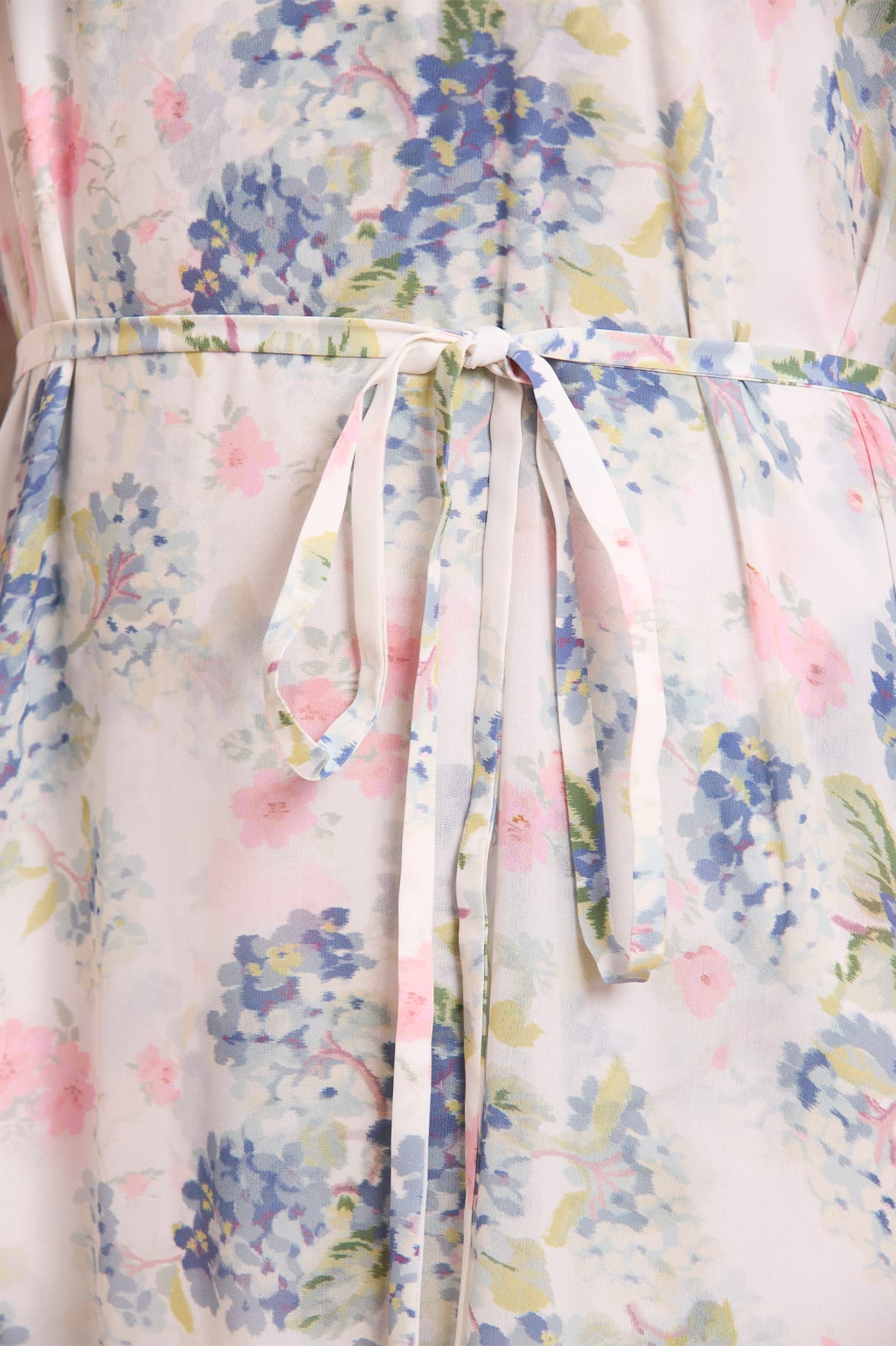 Hydrangea Chiffon Round Neck Ankle Gown