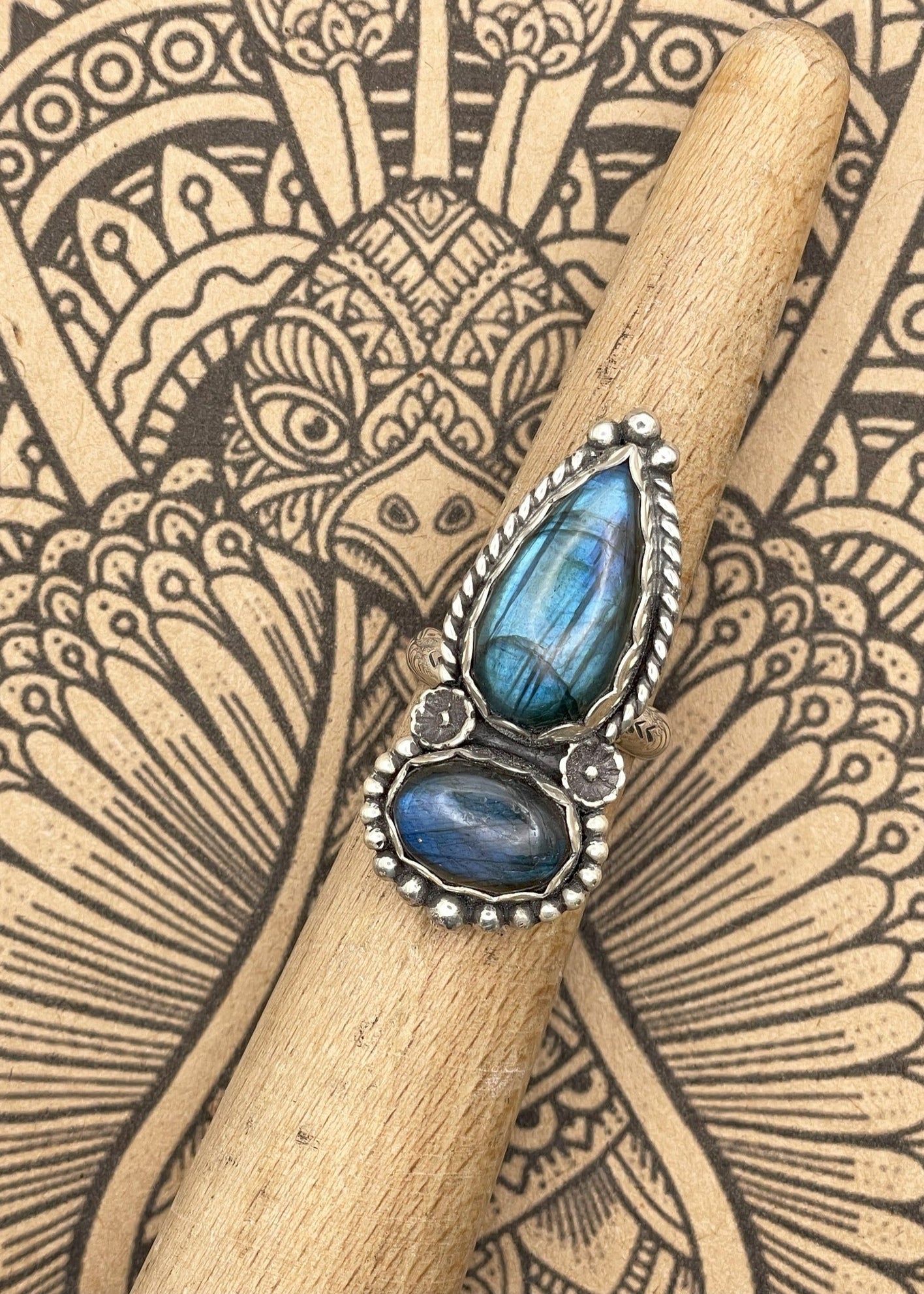 Sterling Silver Double Stone Labradorite Ring