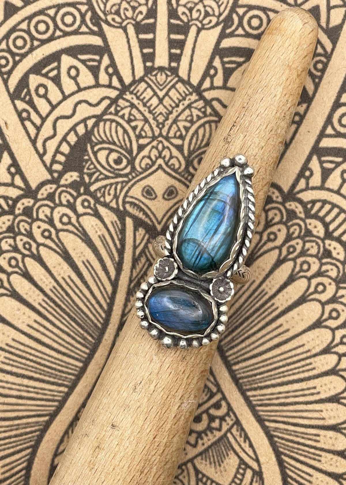 Sterling Silver Double Stone Labradorite Ring