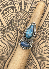 Sterling Silver Double Stone Labradorite Ring