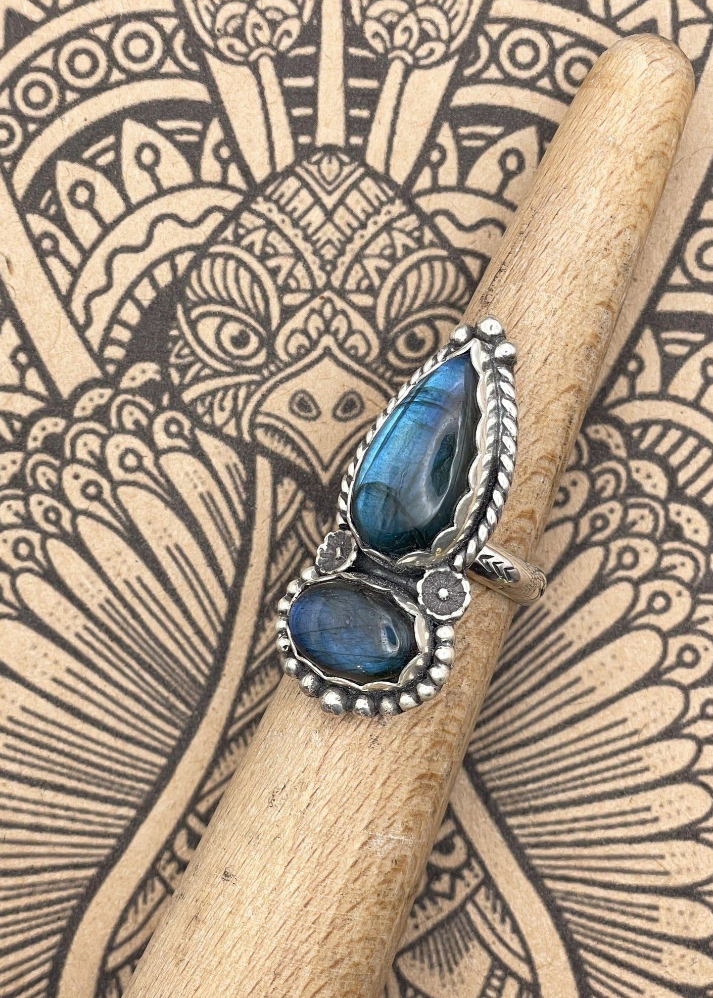 Sterling Silver Double Stone Labradorite Ring