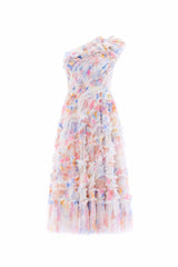 Mariannes Floral Aaliyah One-Shoulder Ballerina Dress