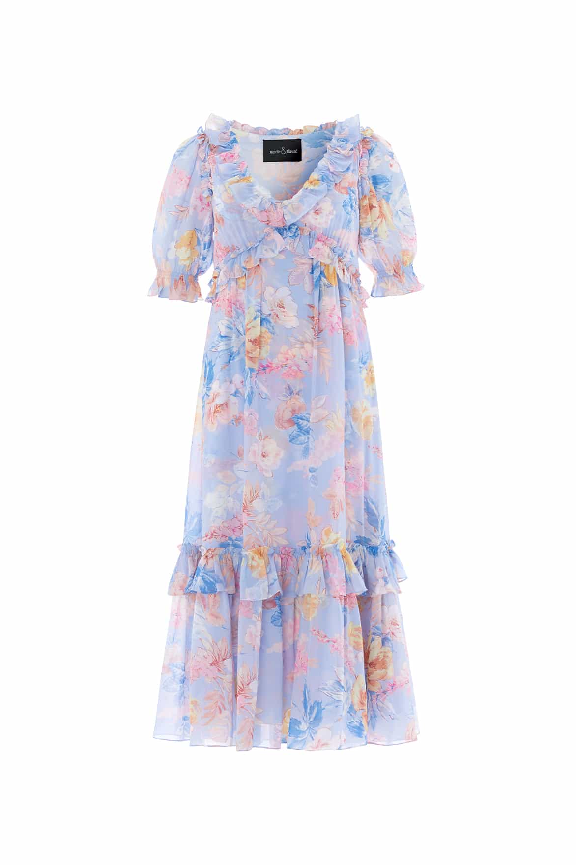 Mariannes Floral Chiffon Short Sleeve Ballerina Dress