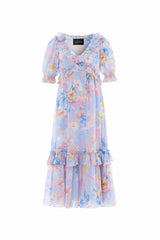 Mariannes Floral Chiffon Short Sleeve Ballerina Dress