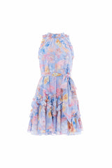 Mariannes Floral Chiffon Sleeveless Micro Mini Dress