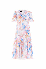 Mariannes Floral Satin V-Neck Ballerina Dress