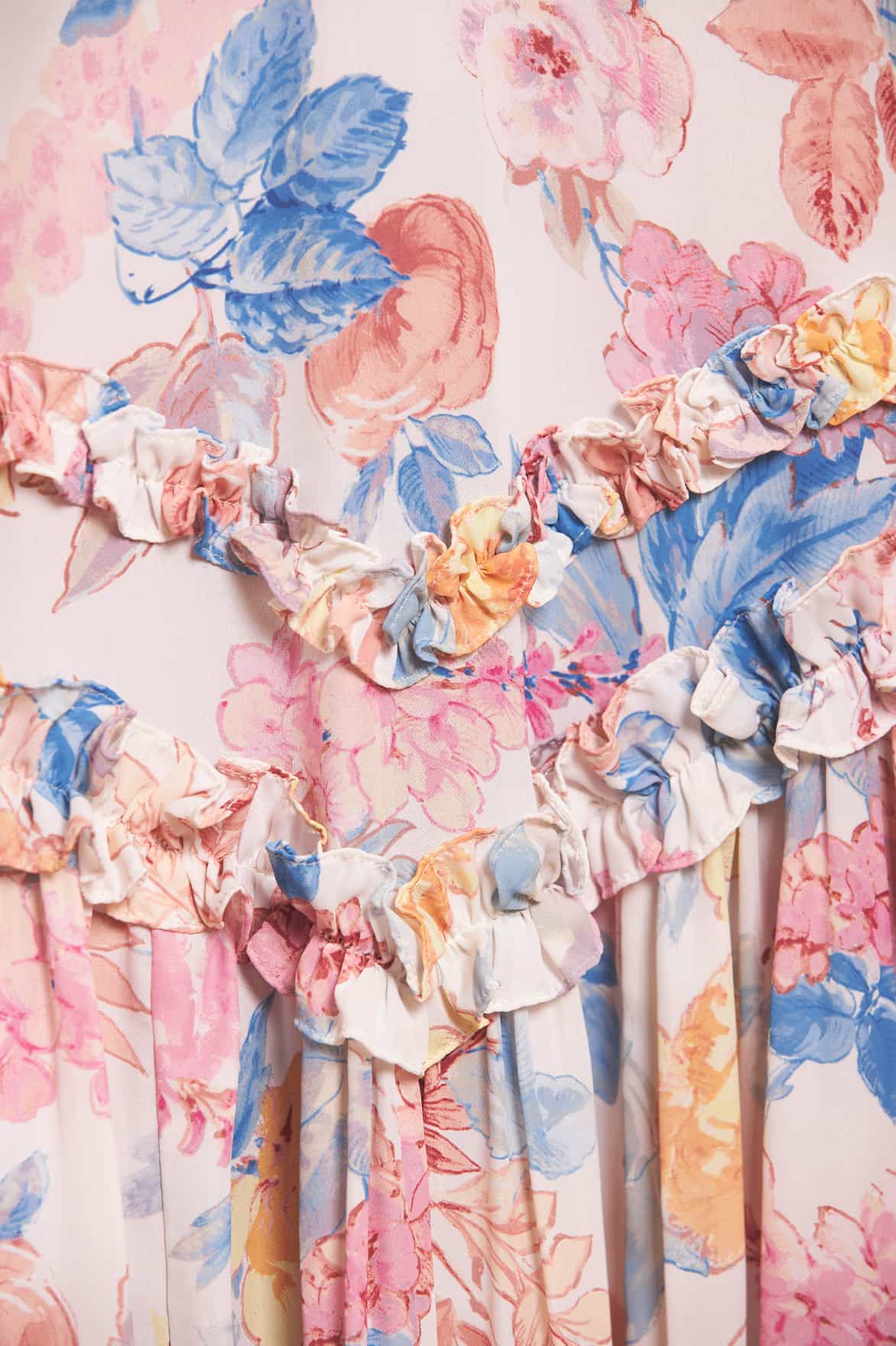 Mariannes Floral Satin V-Neck Ballerina Dress