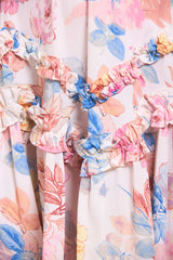 Mariannes Floral Satin V-Neck Micro Mini Dress