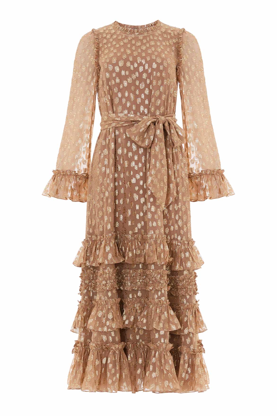 Odelle Lurex Round Neck Ankle Gown