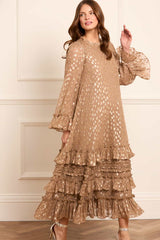 Odelle Lurex Round Neck Ankle Gown