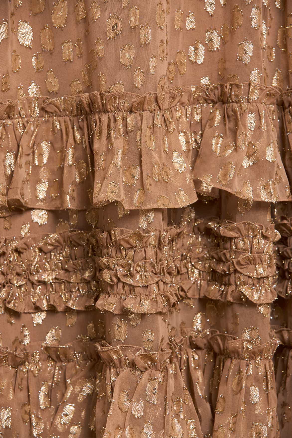 Odelle Lurex Round Neck Ankle Gown