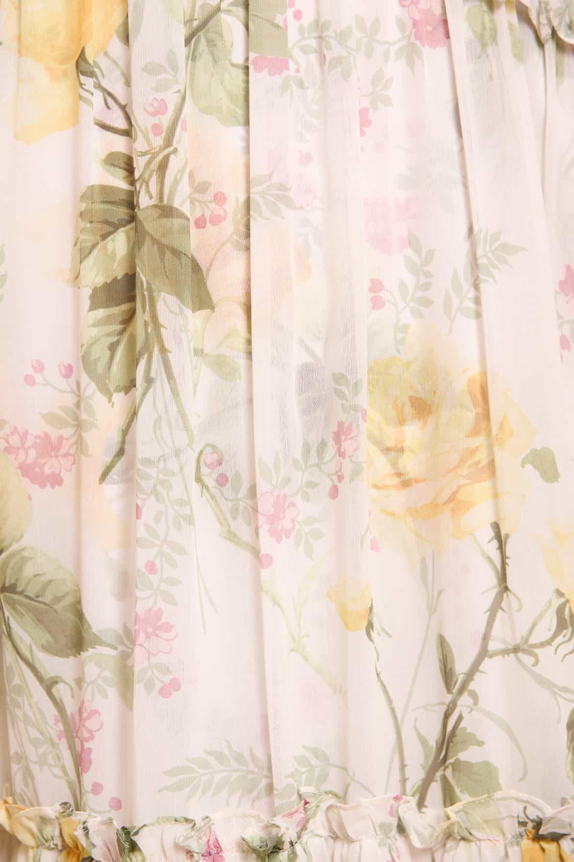 Rose Chiffon Long Sleeve Micro Mini Dress