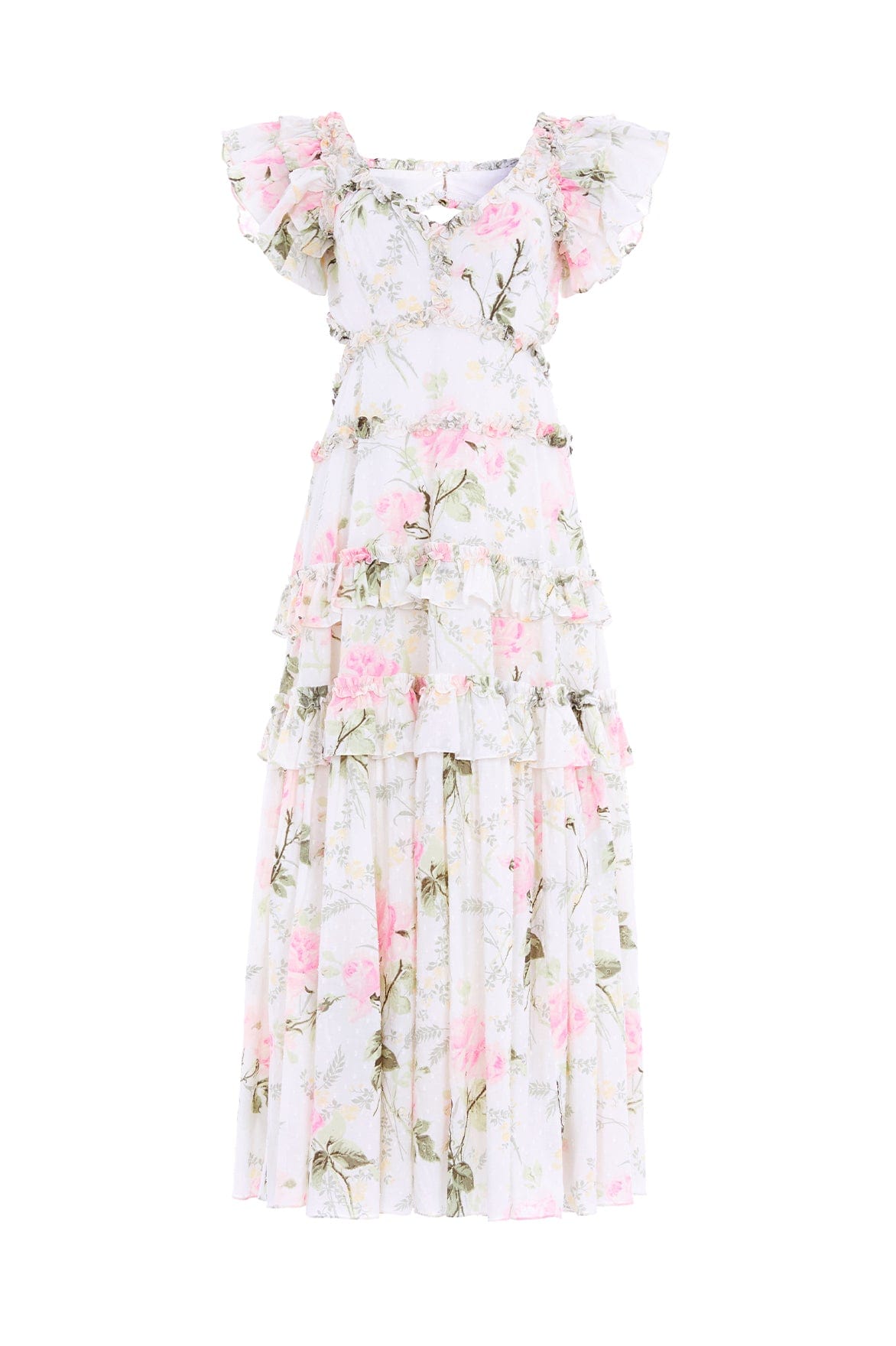 Rose Cotton Backless Ankle Gown