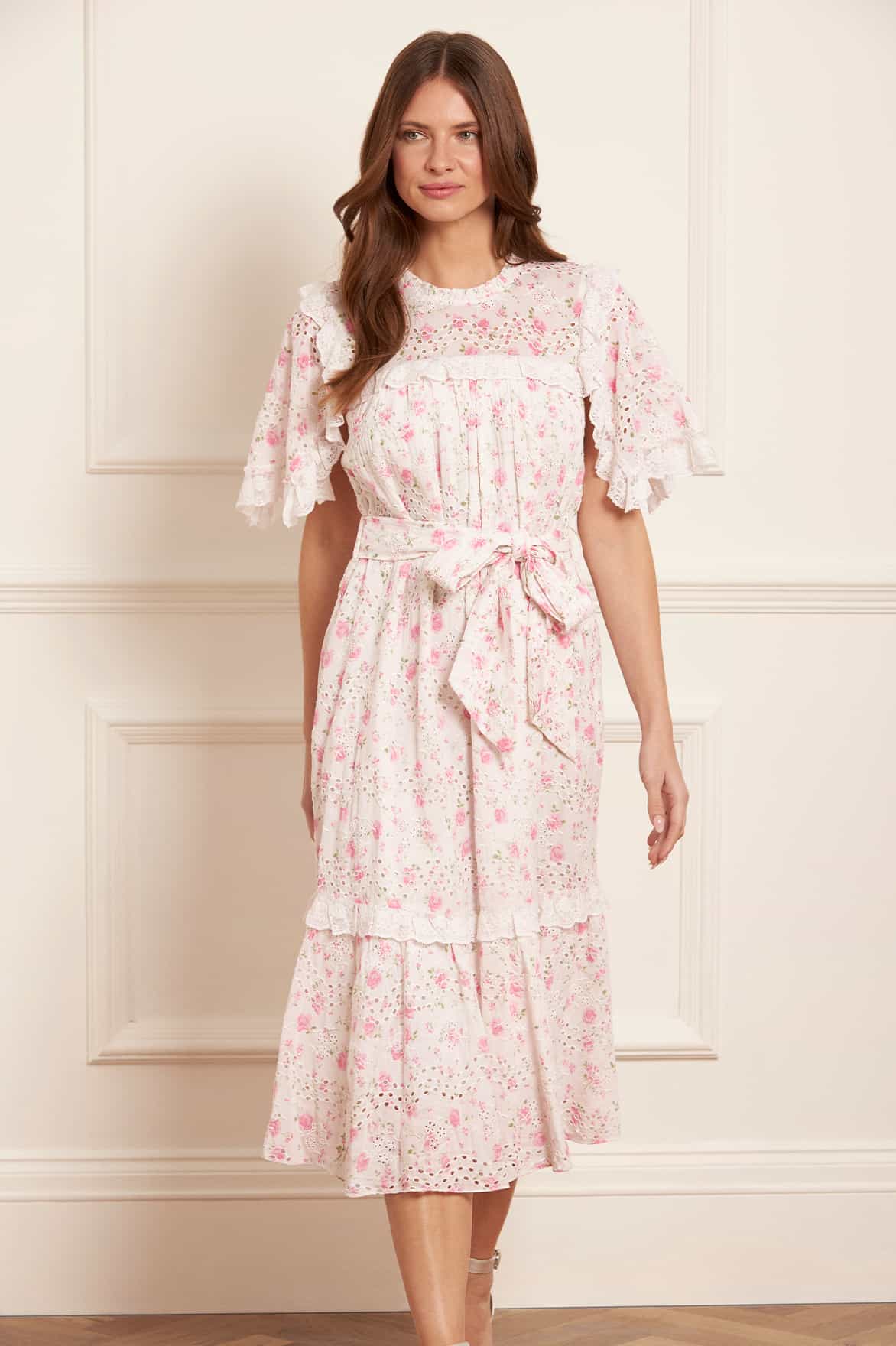 Rose Ditsy Cotton Broderie Midaxi Dress
