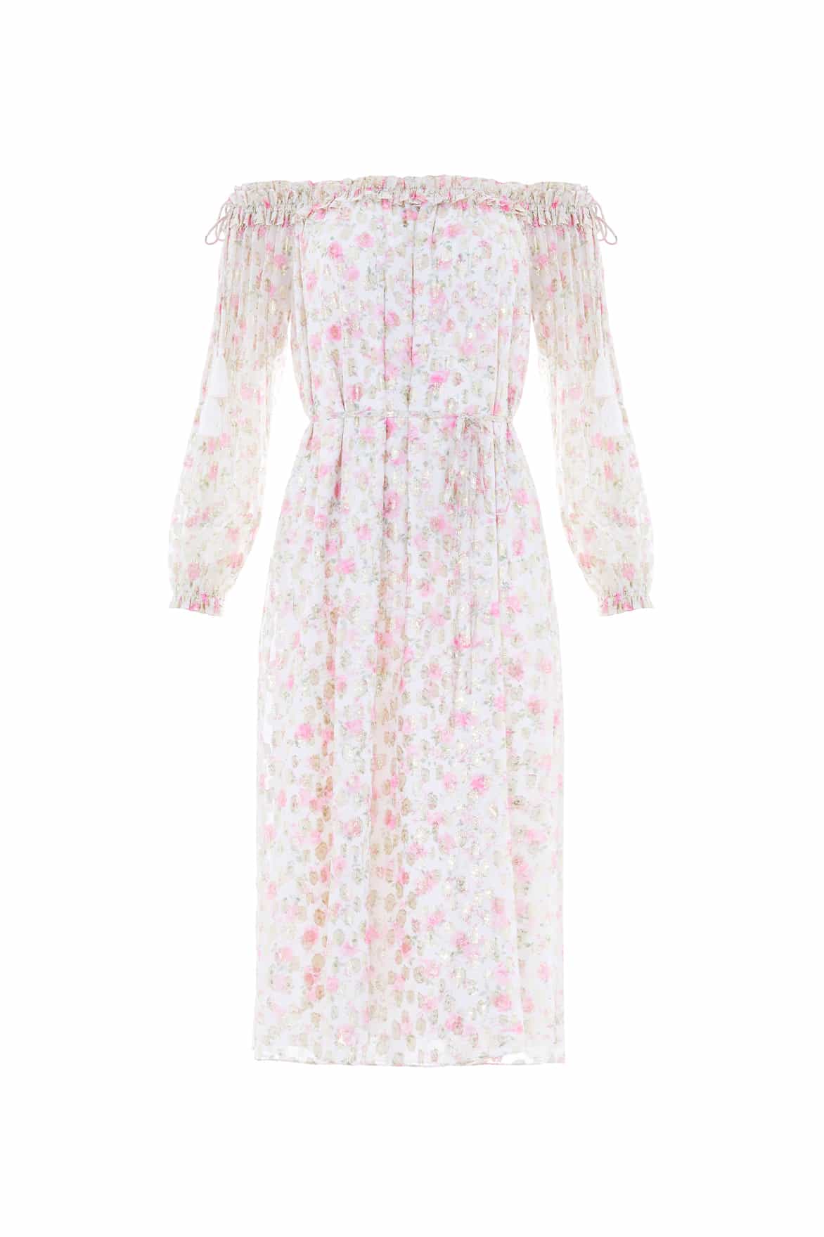 Rose Ditsy Lurex Midaxi Dress