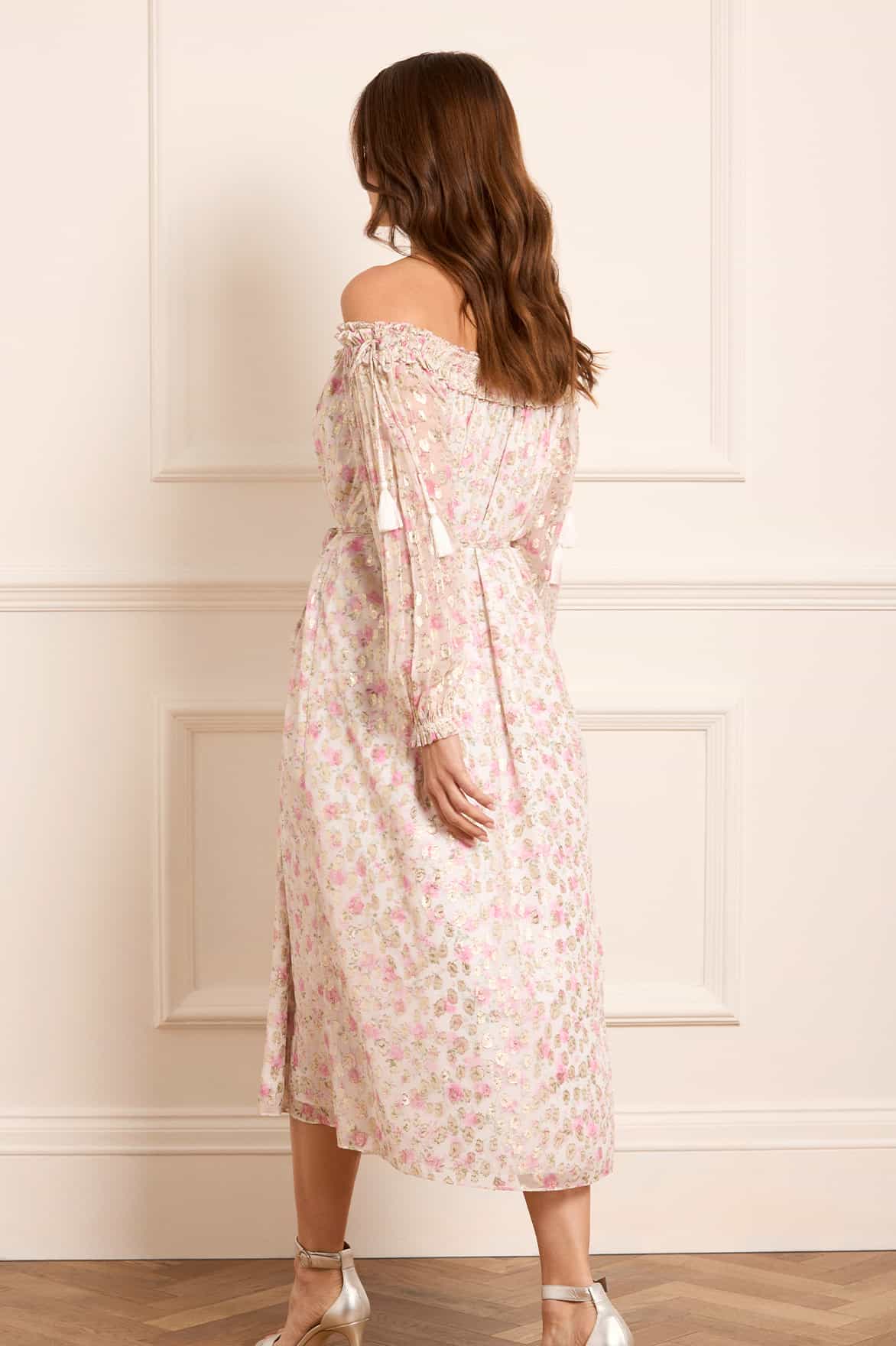 Rose Ditsy Lurex Midaxi Dress