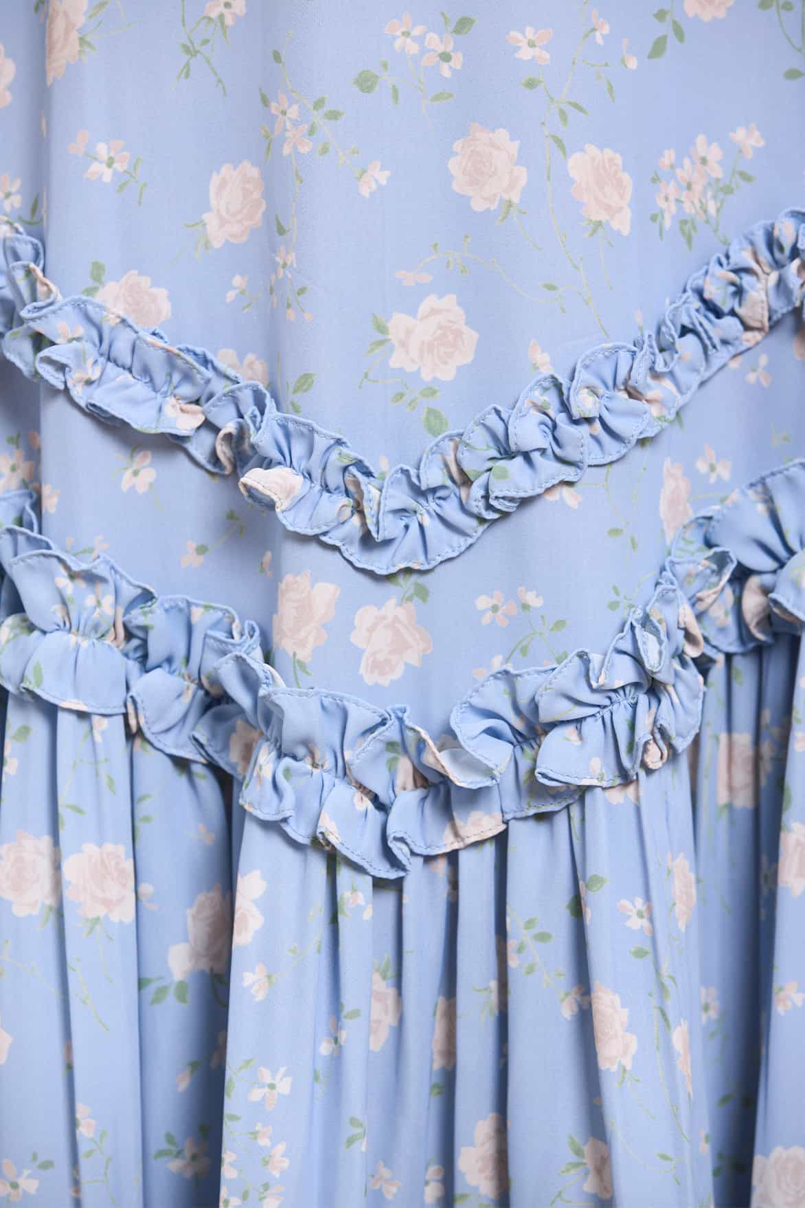 Rose Ditsy Satin V-Neck Ballerina Dress