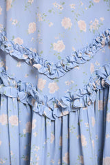 Rose Ditsy Satin V-Neck Ballerina Dress