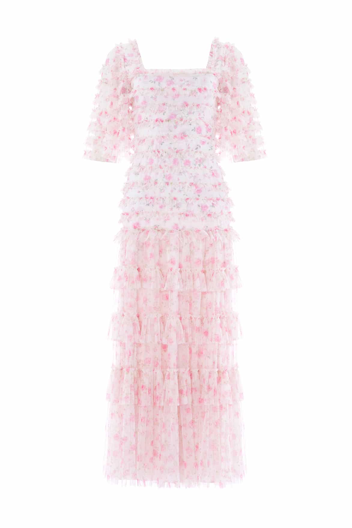 Rose Ditsy Short Sleeve Ankle Gown