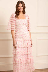 Rose Ditsy Short Sleeve Ankle Gown