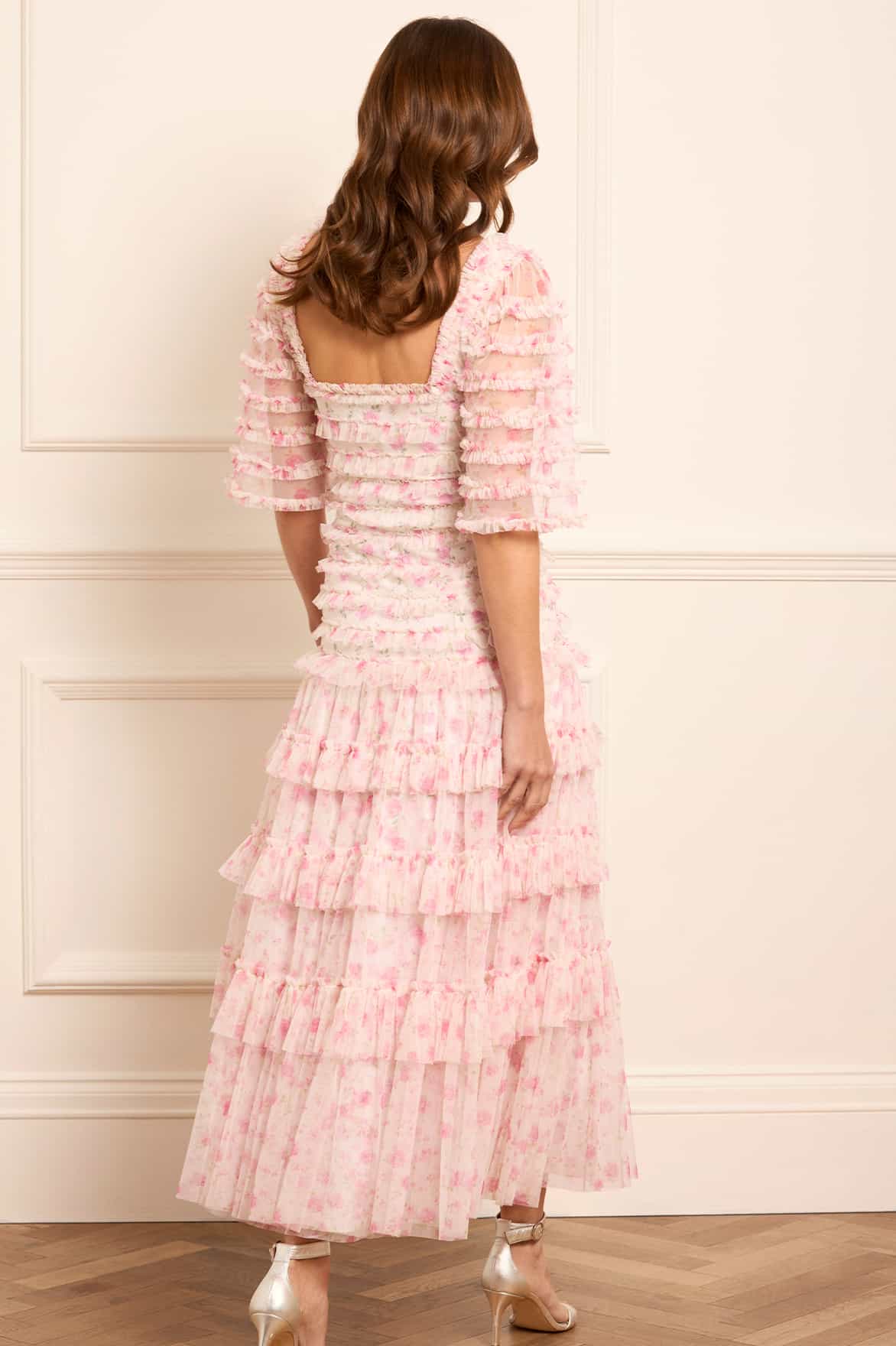 Rose Ditsy Short Sleeve Ankle Gown