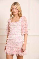 Rose Ditsy Short Sleeve Micro Mini Dress