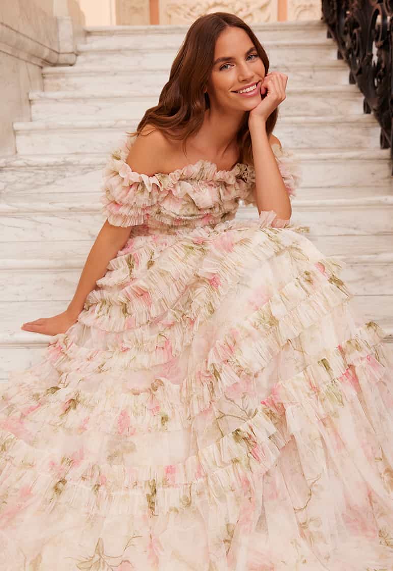 Rose Lisette Off-Shoulder Gown