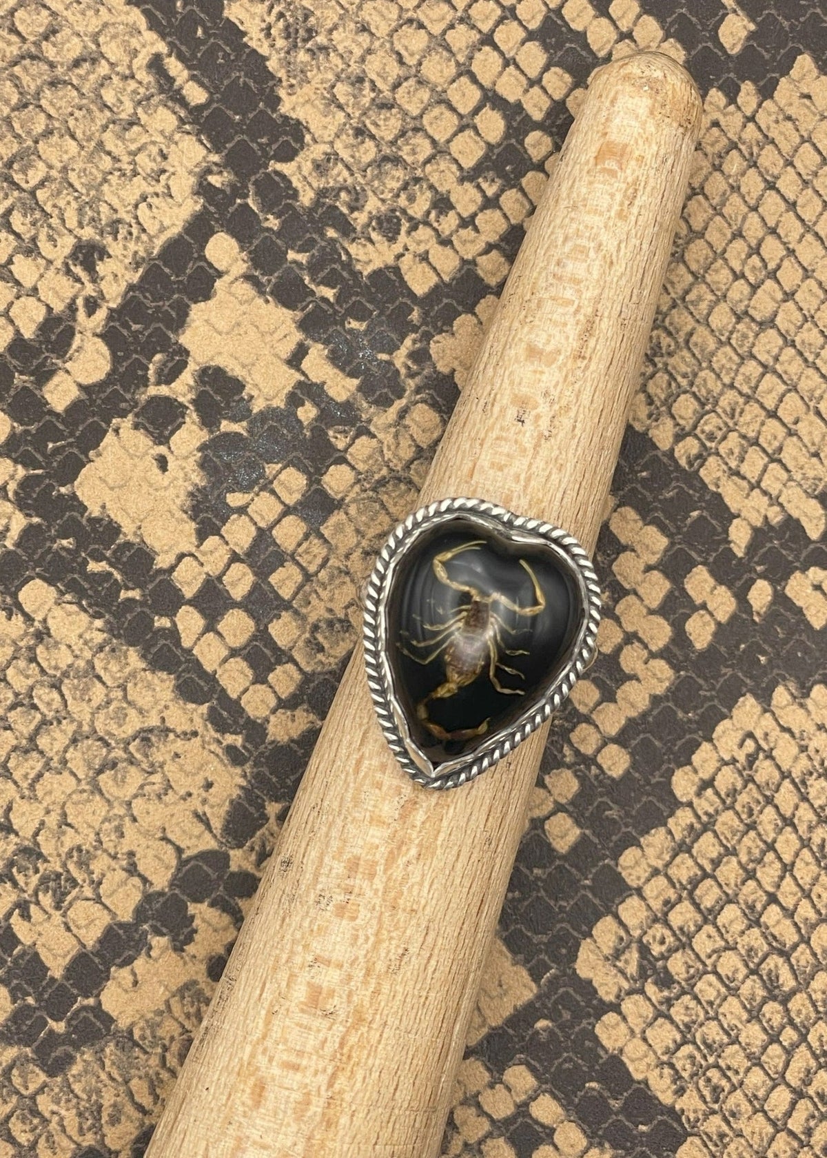 Sterling Silver Scorpion Heart Ring