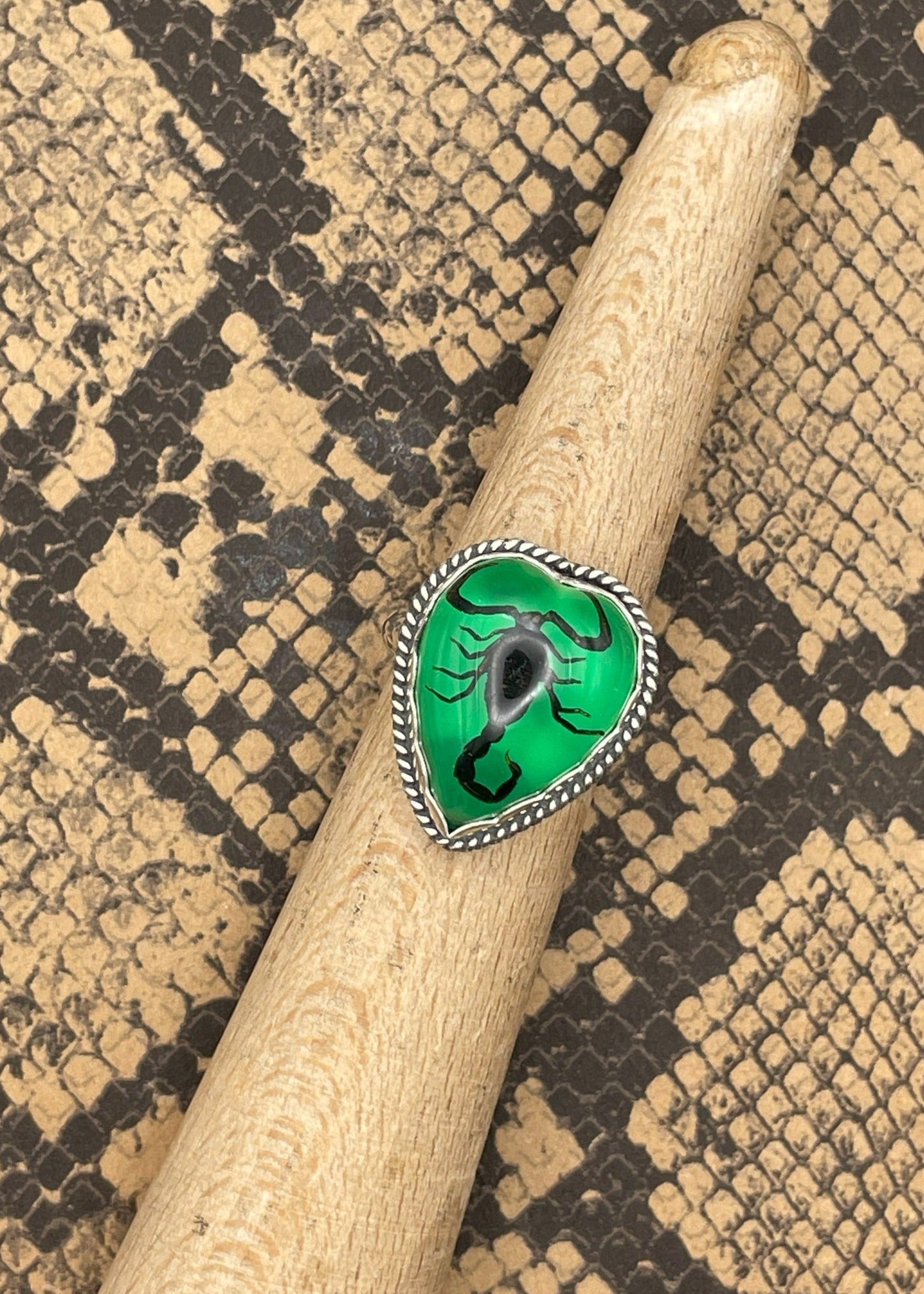 Sterling Silver Scorpion Heart Ring