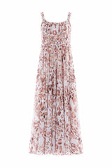 Leopard Chiffon Smocked Cami Ankle Gown