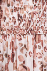 Leopard Chiffon Smocked Cami Ankle Gown
