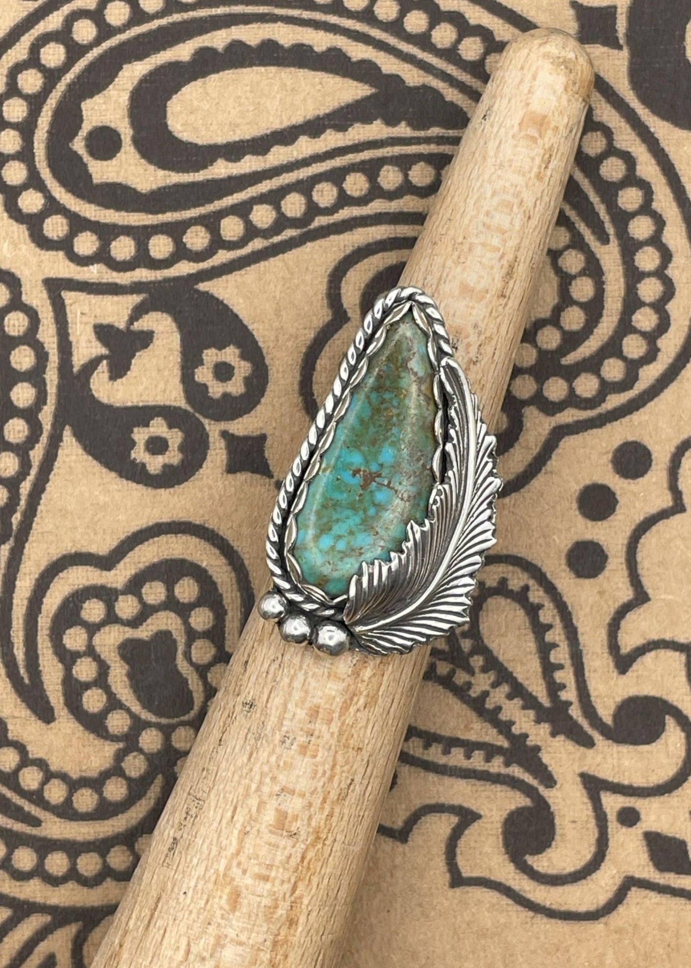 Sterling Silver Turquoise Feather Ring